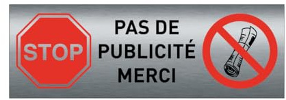 AUA SIGNALETIQUE - Plaque SIGNALÉTIQUE Aluminium Brossé AluSign 75X25 mm - (Pas de Publicité Rouge)