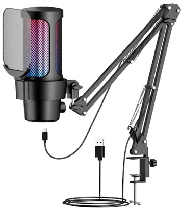 Microfono M8-35 con pickup a forma di cuore, campionamento 192kHz/24bit, interfaccia USB/Type-C, compatibile con Windows/Android/iOS/, controlli a pulsante e guadagno di volume regolabile