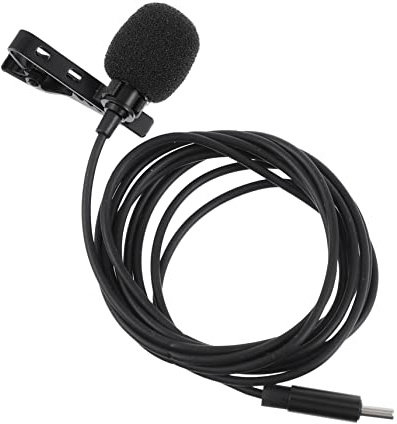 CVUTOVO Usb-c Lavalier Microphone for Phone, 360 Degree Omnidirectional Pickup with Windproof Feature and Laval Clip Design, Tpe and Iron Material for Recording in Vlogging and Interview