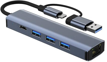 Adaptador Ethernet RJ45 de 100 mbps/1000 mbps con estación de acoplamiento USB 3.0 USB 2.0 tipo C para conexión a Internet, conectores Ethernet de viaje