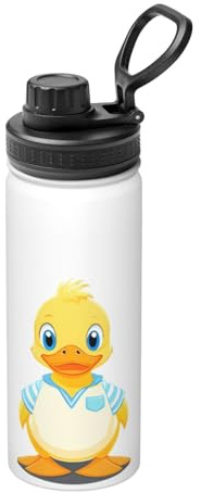 Little Duck Wearing A Shirt Bouteille d'eau isotherme en vrac en acier inoxydable avec couvercle pour adultes Idéal pour un usage quotidien et les activités de plein air 532 ml