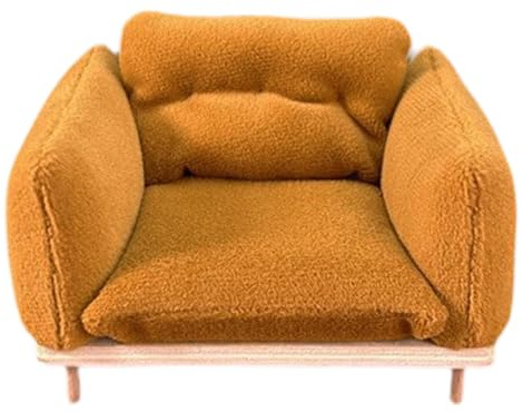 Perfeclan Puppenhaus-Sessel, 10 x 8 x 6,5 cm, Puppenhausmöbel im Maßstab 1:12, Elegantes Wohnzimmerdekor, dekorative Sammlung, Szenendekoration, Orange