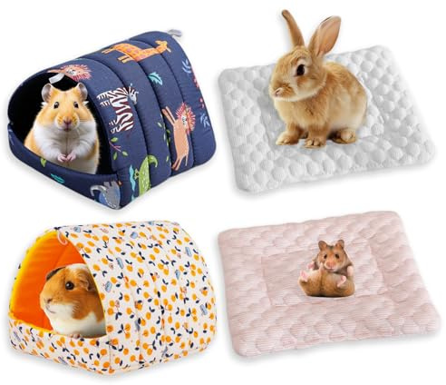 Pluvyze 2pcs Meerschweinchen Hängematte Bett Meerschweinchen Kuschelhöhle mit 2 Haustierbettmatten Geeignet für Kaninchen Chinchillas Igel Frettchen Hamster Waschbar (19 * 19 * 16cm)
