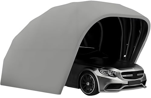 Garage Pliant Semi-Automatique, Garage Abrité Lourd, Abri De Voiture Mobile Pliable,Carport Abri Voiture, Verrouillable, pour Divers Modèles De Voitures (Gris 5.5 x 2.5 x 2.3 m)
