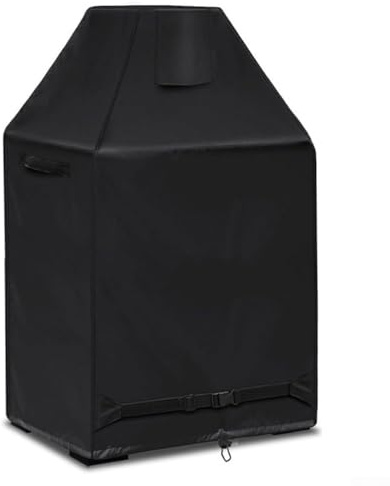 Hosrivae Outdoor Kaminabdeckung für Holzfeuer Terrassenkamine - Wasserdichtes Oxford-Gewebe, winddicht mit Karabinerriemen & verstellbarem Saum, 94 x 66 x 142 cm, Schwarz