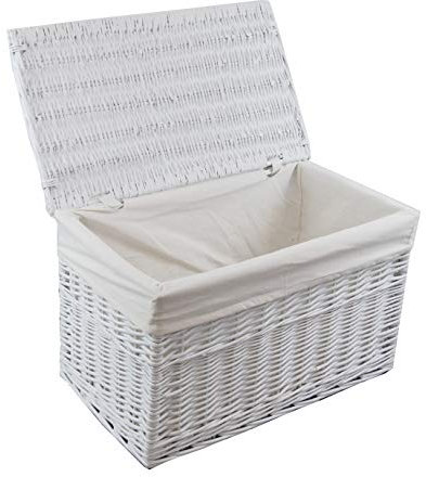 dvier Wäschekorb Weide weiß rechteckig Bezug Deckel 70x42 H.42 08WRt02-d