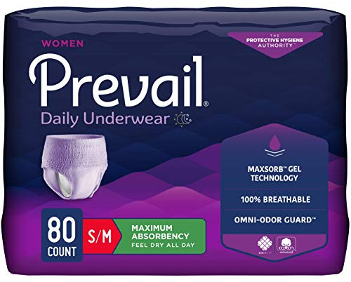 Prevail Daily Underwear Disposable Underwear Female Pull On with Tear Away Seams Medium, PWC-512/1, Maximum, 80 Ct