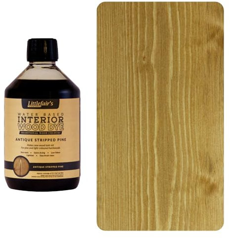 Littlefair's Holzbeize auf Wasserbasis - (Antike Kiefer) - ungiftig, umweltfreundlich und schnell trocknend - Einfach aufzutragende, konzentrierte Formel für alle Holzarten - 500ml
