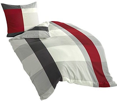 Bierbaum, Set Biancheria da Letto in Raso di Cotone MAKO, Multicolore (Mehrfarbig), 155 x 220 cm