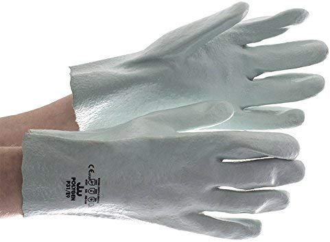 Polyco Polygen P31 Chemical Resistant Mechanics Glove - Lightweight PVC Safety Glove - Pack of 10 Gloves - Conforms to British Safety Standards - Available in Large or Extra Large - (10 x LARGE - 9.5)