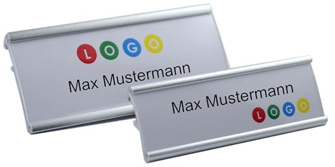 50 Stück Namensschilder mit Magnet silberfarbig eloxiert aus Metall, Größe 65x22 mm oder 72x32 mm, (72 x 32 mm)