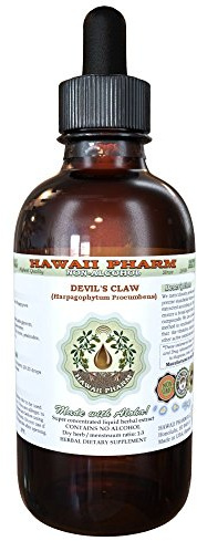 Devil's Claw Alcohol-Free Liquid Extract, Devil's Claw (Harpagophytum Procumbens) Dried Root Tuber Glycerite Hawaii Pharm Natural Herbal Supplement 2 oz