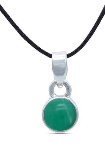 mantraroma Edelstein Kettenanhänger an Band Silber 925 echt für Damen | echtes Silber, verschiedene echte Steine zur Auswahl, Kettenanhänger am Band, handarbeit aus Indien, im Geschenkbeutel