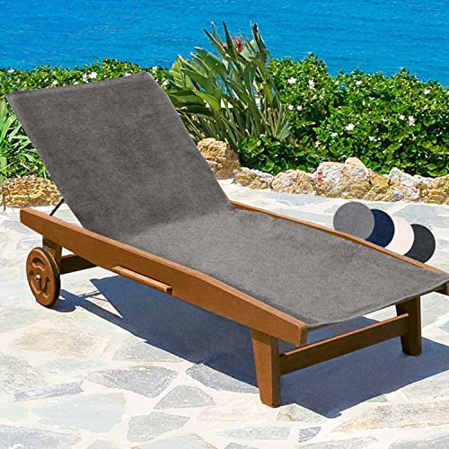 Beautissu Serviette de Plage Marbella - Drap de Plage XXL Gris 70x200cm avec Capuche - Drap de Bain Anti-Glisse & Le Bronzage - Serviette Bain