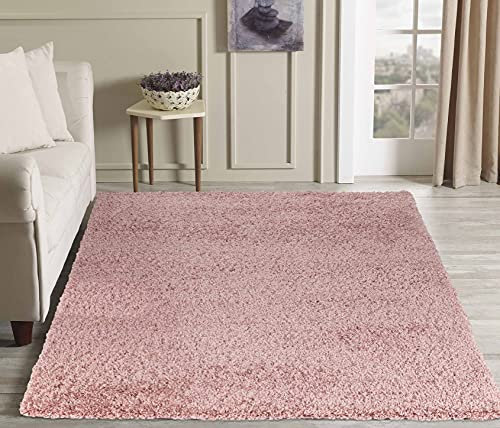 Serdim Rugs Living Room Shaggy Area Rugs, Polypropylene, Baby Pink, 160x230cm(5'3x7'7)
