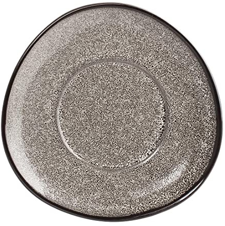Olympia Mineral Triangular Cappuccino Saucer Porcelain, Grey Stone 150mm | Fits DF179 cups securely. Hand-painted rims and textured glaze offer a rustic, homely look with unique uneven edges.