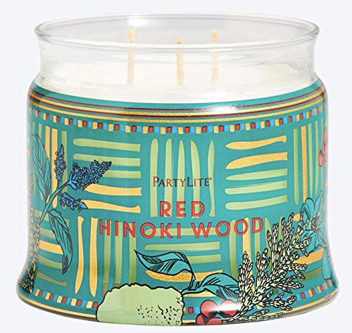 PartyLite Kerze mit 3 Dochten, Hinoki-Holz