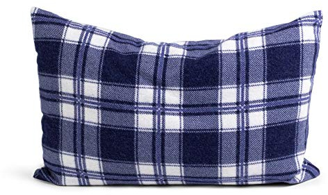 Lavendelkissen 30x20cm, Flanell Karo-blau + Bio Inlett natur - Bio-Lavendelblüten - Duftkissen Kräuterkissen
