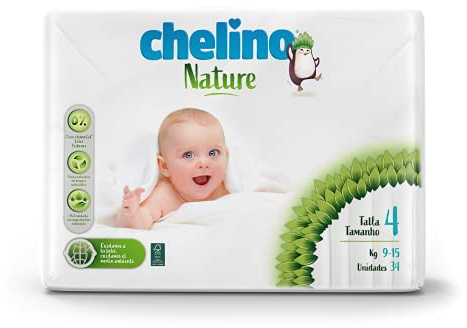 Chelino Nature Pañal Infantil Talla 4 (9-15 kg), 204 Pañales