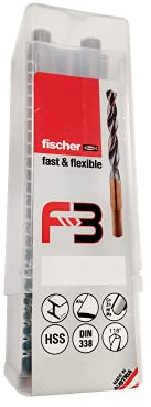 fischer - Juego de brocas para metal F3 Flexible y de Larga duración HSS-R DIN338 11,0x94/142 (5 Unidades)