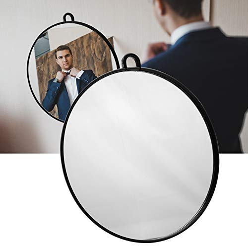 Cuque Hand Held Mirror Black Round Hair Mirror 26.5cm 10.4inch for Personal Hair Salon Use