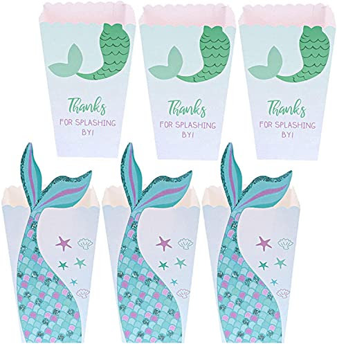 Meet-shop Popcorn Boîtes,Boîte à Popcorn 12PCS Sirène Popcorn Conteneurs Partie Carton Bonbon Conteneur Fête Boites Cadeaux pour Noël Parti Collations Bonbons Popcorn et Cadeaux