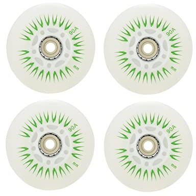 SSCYHT 4 PCS Inline-Skate-Räder, mit LED-Flash-Skate-Rädern Ersatzrad 60 mm/62 mm/64 mm/68 mm/70 mm/72 mm/76 mm/80 mm Inline-Roller für Kinder und Jugendliche,Grün,72mm