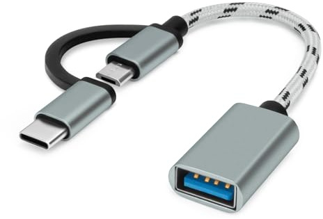 BORLTER CLAMP Adattatore USB C/Micro USB a USB 3.0, Adattatore USB C a USB, Convertitore Micro USB a USB, Cavo Adattatore OTG Compatibile con MacBook, Telefoni Android e Altro Ancora, Grigio