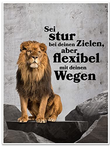 wandmotiv24 Poster als Wanddeko, Größe 40x30cm, Löwe, Motivation, Spruch, Moderne Wanddeko, Wandbilder, Deko, Bild M0357