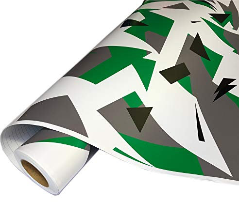 folimac 8,50€/m² Camouflage Autofolie Selbstklebend Blasenfrei mit Luftkanäle 3D bekleben, Schwarz weiß Grau Grün #306 (3m x 152 cm)