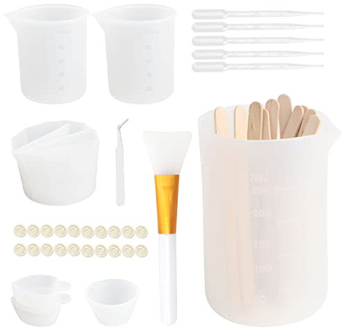 Ruicaifu 44pcs Vaso Medidor,Vasos Medidores de Silicona 100ml 250ml Molde Silicona de Herramienta Vasos de Mezcla de Resina Epoxi DIY