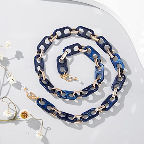 Duories 1 Stück Brillenhalter Brillenkette aus Acryl Brillenband Damen Sonnenbrillen Sportbrillen Kette Brillen Cord Brillenkordel Für Alltag und Freizeit Frauen Männer,Navy Blau