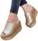 Generic Women's Rose Gold Platform Wedge Sandals, Size 6 UK, Open Toe, Arch Support, Casual, Water Resistant, Wedge, Thong Toe Strap, Leather Insole, Walking, Beach
