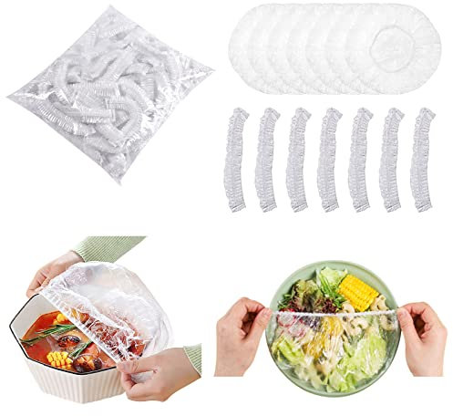 300 Stück Frischhaltefolie mit Gummizug,Abdeckhauben für Lebensmittel,Abdeckhauben für Schüsseln,Frischhaltebeutel Wiederverwendbar