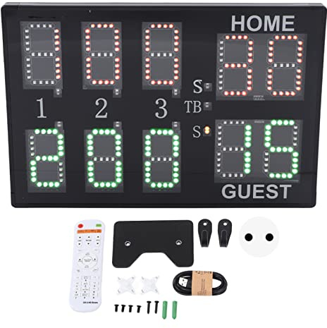 10-stellige LED-Tischanzeigetafel Elektronische Anzeigetafel GA30B 10D4 Tennis 100-240 V für Spieltraining (EU-Stecker)