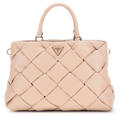 GUESS Zaina Girlfriend Satchel Handtasche Damen – Kunstleder Schultertasche Rosa, Henkeltasche Umhängetasche Alltagstasche mittelgroß, 33 cm WG898606-RSSTONE