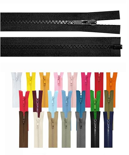 Reißverschluss teilbar Jackenreißverschluss Kunststoff Krampe Zähne grob 5mm Jacken Mantel Taschen Schwarz 65cm