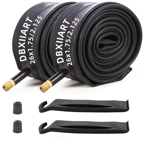 Heavy Duty Bike Tubes 2PCS 26x1.75 26x1.95 26x2.0 26x2.125 26x1 3/4 26x2 1/8 47/57-559 47-559 54-559 57-559 Schrader Valve Bicycle Inner Tubes (26x1.75/2.125)