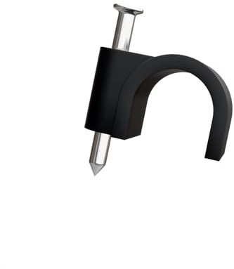 rhinocables Round Cable Clips 100 Pack Cable (Black, 4mm) | Round Cable Clips 100 Pack Cable Management Clamps Wall Tidy Clips 4mm, 8mm Wire for Ethernet