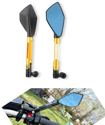 Motorcycle Rearview Side Mirror for Motorbike Mirror Bolt 8MM 10MM for MT-03 MT-07 FZ-07 MT-09 FZ-09 MT-10 FZ-10 (Yellow)