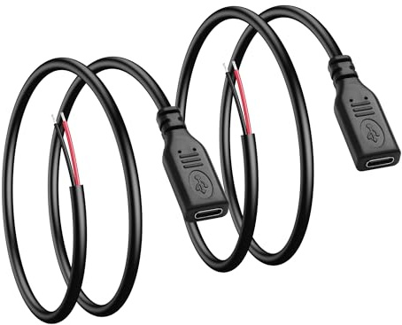 PNGKNYOCN USB C Pigtail Kabel, 0.5M 5V USB Typ C Buchse auf 2 Pin Bare Wire Verlängerungskabel für USB C Geräte Installiert oder Ersatz Reparatur DIY Kabel（2 Pack） (Female)