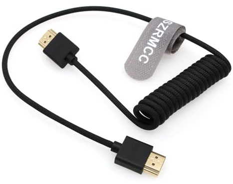SZRMCC 8k 2.1 HDMI auf HDMI Ultra High Speed Spiralkabel Geflochtenes Kabel für Z Cam E2 S-ony FX6 FX9 Canon EOS C70 C300 Portkeys BM5 Atomos Ninjav V Shogun Monitor