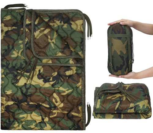 Mirzoyan Woobie Blanket, Military Poncho Liner Camo Insulated Camping Woobie Blanket for Outdoor Hiking Survival Hunting