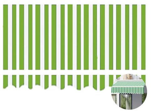 Copertura per tenda da sole per esterni, impermeabile, 280 g, in tessuto di poliestere, ricambio per patio, terrazza, ristoranti, negozi, a righe verdi e bianche, 3 x 2 m, durevole ed elegante