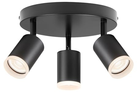 Zedelmaier Deckenstrahler LED Deckenlampe 3 Flammig GU10 Rund Modern Spotbalken Deckenspot Schwenkbar Neue Generation für Wohnzimmer Schlafzimmer Arbeitszimmer ohne Leuchtmittel Schwarz