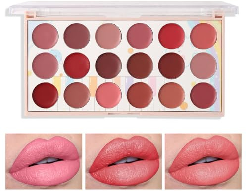 Palette per labbra da donna, palette di crema per labbra, palette di rossetti 18 colori, palette per labbra idratante, crema per labbra anti-sudore, colori vivaci per labbra, crema al l