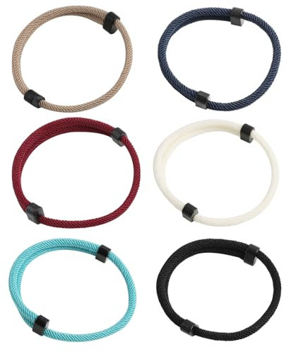 kiki fancy Surfer Armband Herren & Damen, 6 Stück Segeltau Armband Männerarmband Herrenarmband Stoff Schwarz Paracord Bunt Geflochtenes Armbänder Surferarmband Herren Verstellbar