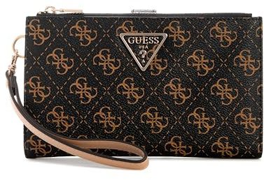 GUESS Damen Laurel Ii Double Zip Wallet, Organizer-Geldbörse, Braunes Logo