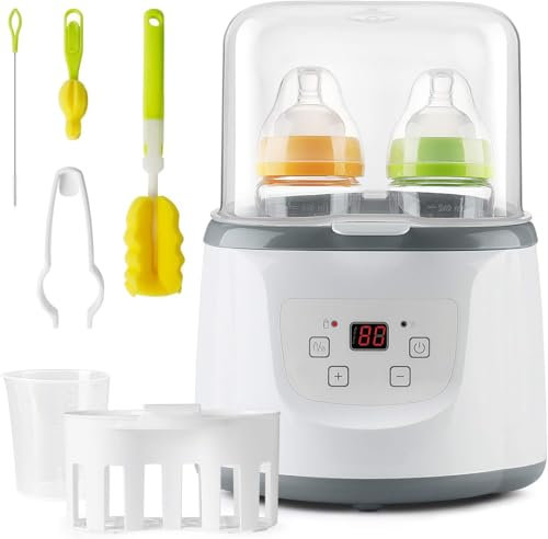 6 in 1 Bottle Warmer Baby Double Steam Steriliser Baby Food Warmer Steriliser for Baby Bottles Bottle Warmer Milk Warmer Warming Function Defrost for Baby Bottles