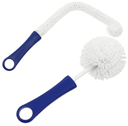 BESTYASH 2pièces Brosse à Flûte Et Brosse à Verre à Éponge à Récurer Flexible pour Bouteilles De Nettoyage pour Bouteilles Manche Et Poils Résistants